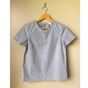 J.Crew Jeweled Stripe Bow Top Size 2